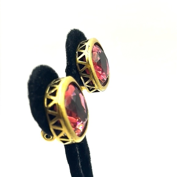 Yves Saint Laurent Pink and Gold Classic Earrings Vintage Clip on Earrings  1980 - Picture 8 of 14